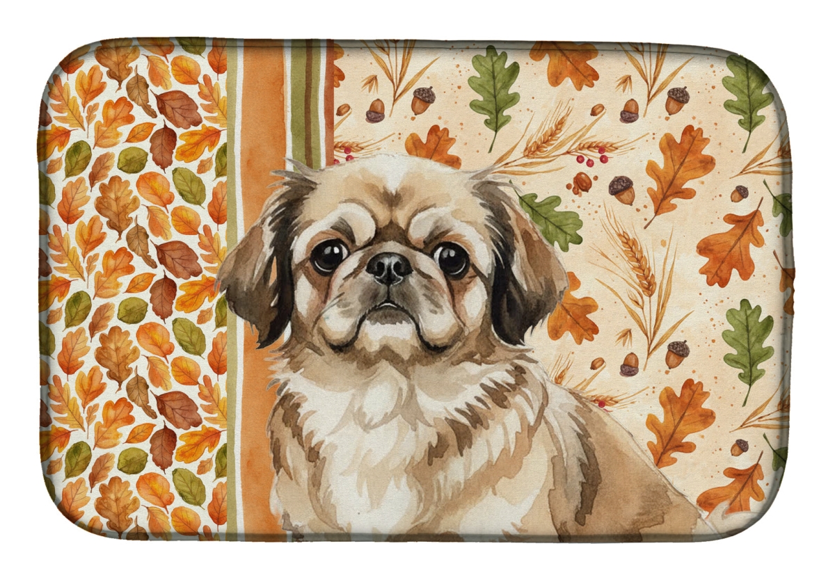 Picture of Carolines Treasures WDK7952DDM 21 x 14 in. Sable Pekingese Heirloom Fall Dish Drying Mat - Multi Color