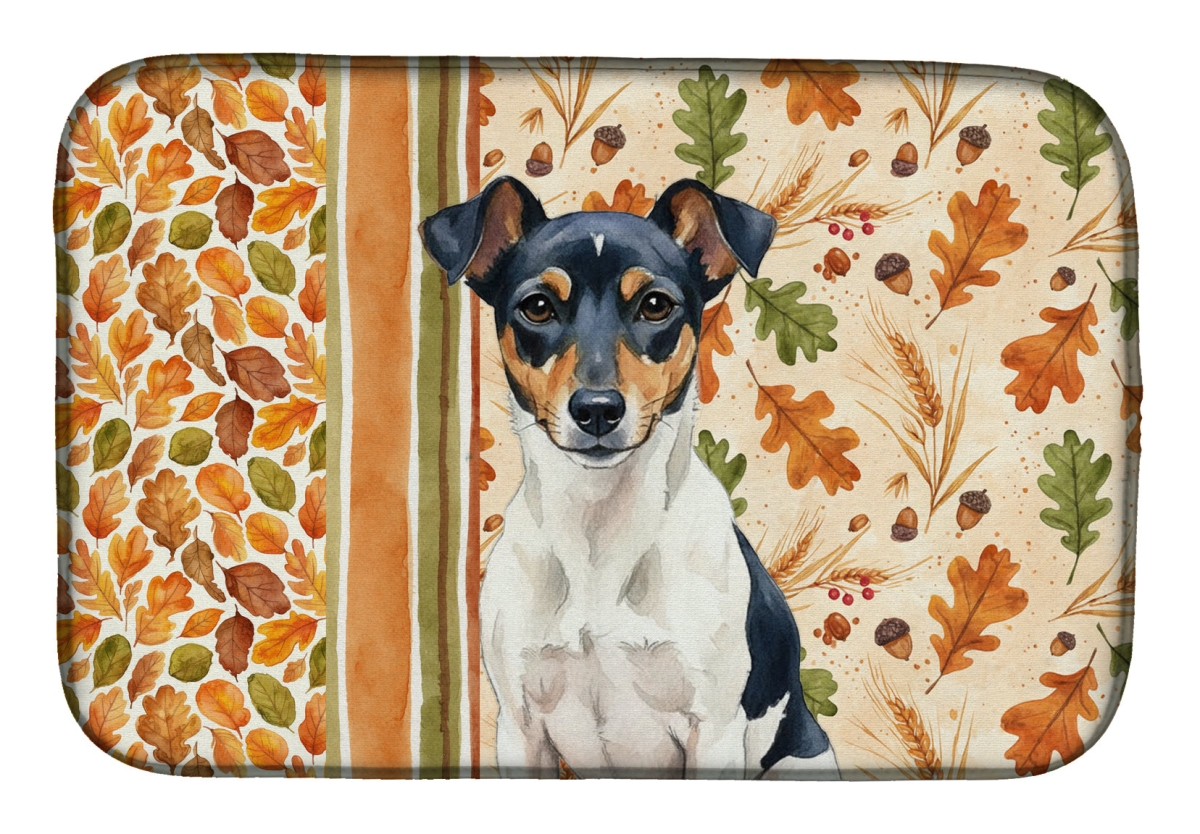 Picture of Carolines Treasures WDK7985DDM 21 x 14 in. Tricolor Rat Terrier Heirloom Fall Dish Drying Mat - Multi Color