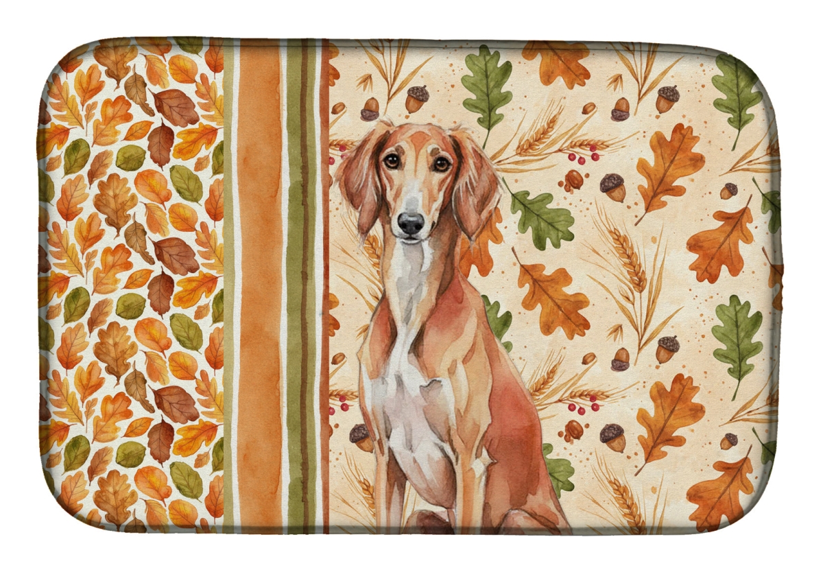 WDK7997DDM 21 x 14 in. Red Saluki Heirloom Fall Dish Drying Mat - Multi Color