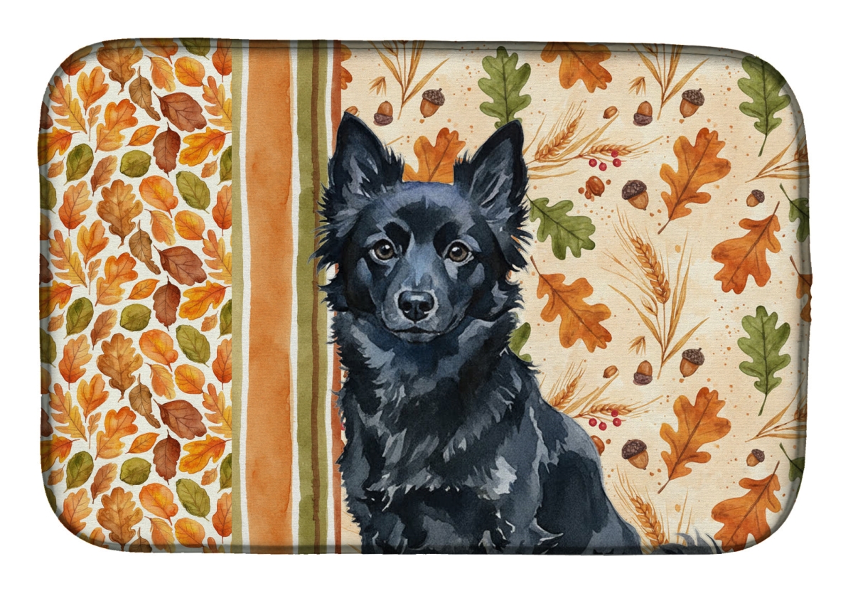 WDK8000DDM 21 x 14 in. Schipperke Heirloom Fall Dish Drying Mat - Multi Color