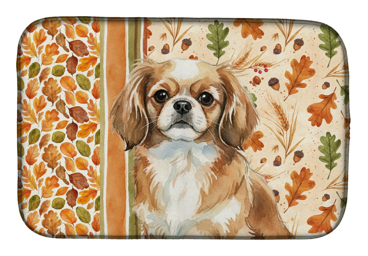WDK8038DDM 21 x 14 in. Tibetan Spaniel Heirloom Fall Dish Drying Mat - Multi Color
