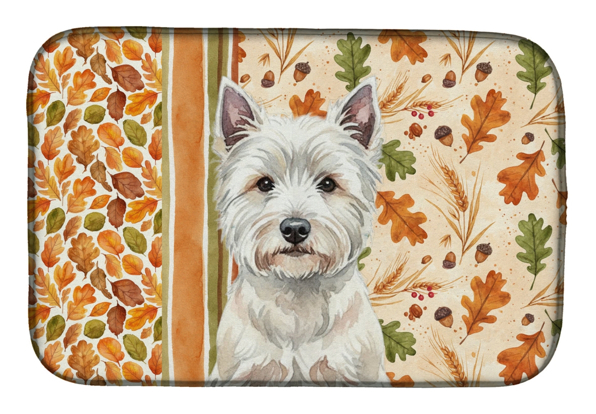 WDK8050DDM 21 x 14 in. Westie Heirloom Fall Dish Drying Mat - Multi Color