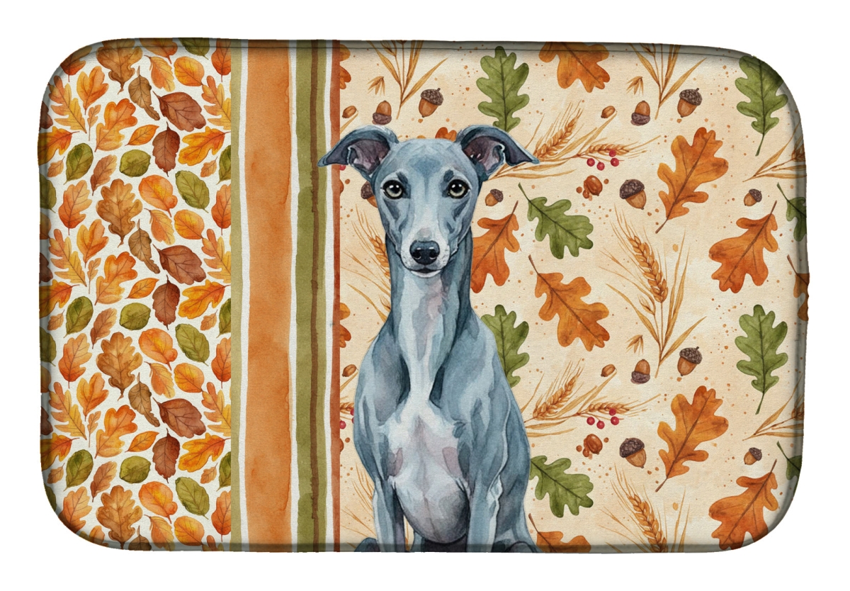 WDK8052DDM 21 x 14 in. Blue Whippet Heirloom Fall Dish Drying Mat - Multi Color