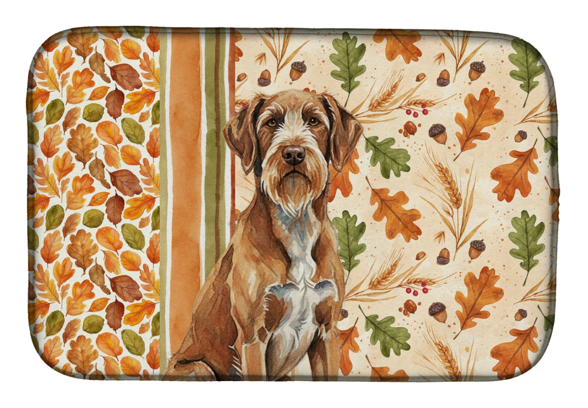 Picture of Carolines Treasures WDK8058DDM 21 x 14 in. Wirehaired Pointing Griffon Heirloom Fall Dish Drying Mat - Multi Color