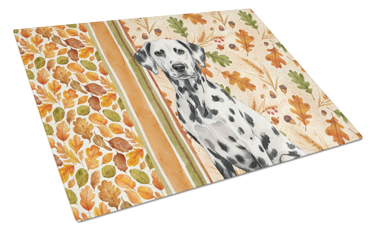 Picture of Carolines Treasures WDK7804LCB 15 x 12 in. Dalmatian Heirloom Fall Glass Cutting Board