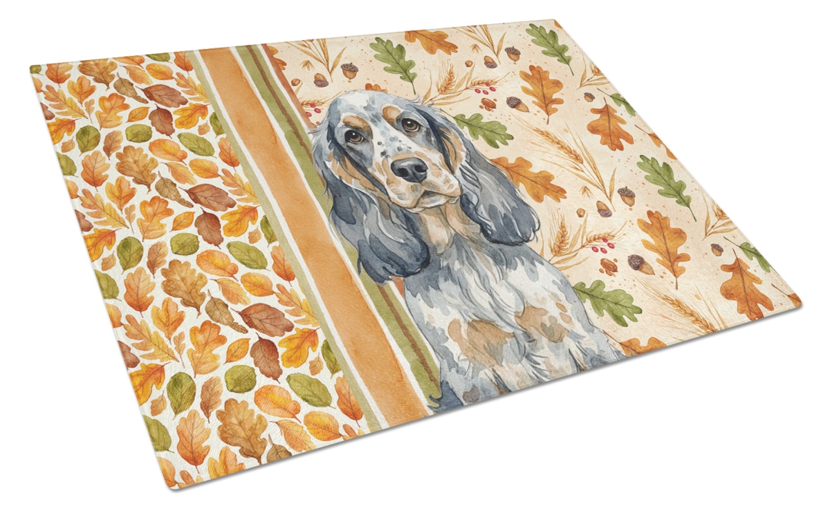 Picture of Carolines Treasures WDK7817LCB 15 x 12 in. Blue Roan & Tan English Cocker Spaniel Heirloom Fall Glass Cutting Board