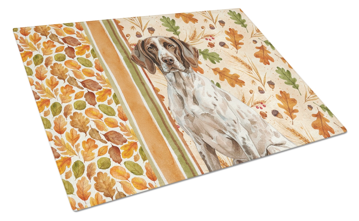 WDK7848LCB 15 x 12 in. German Shorthaired Pointer Heirloom Fall Glass Cutting Board