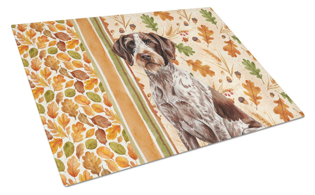 WDK7850LCB 15 x 12 in. Roan German Wirehaired Pointer Heirloom Fall Glass Cutting Board