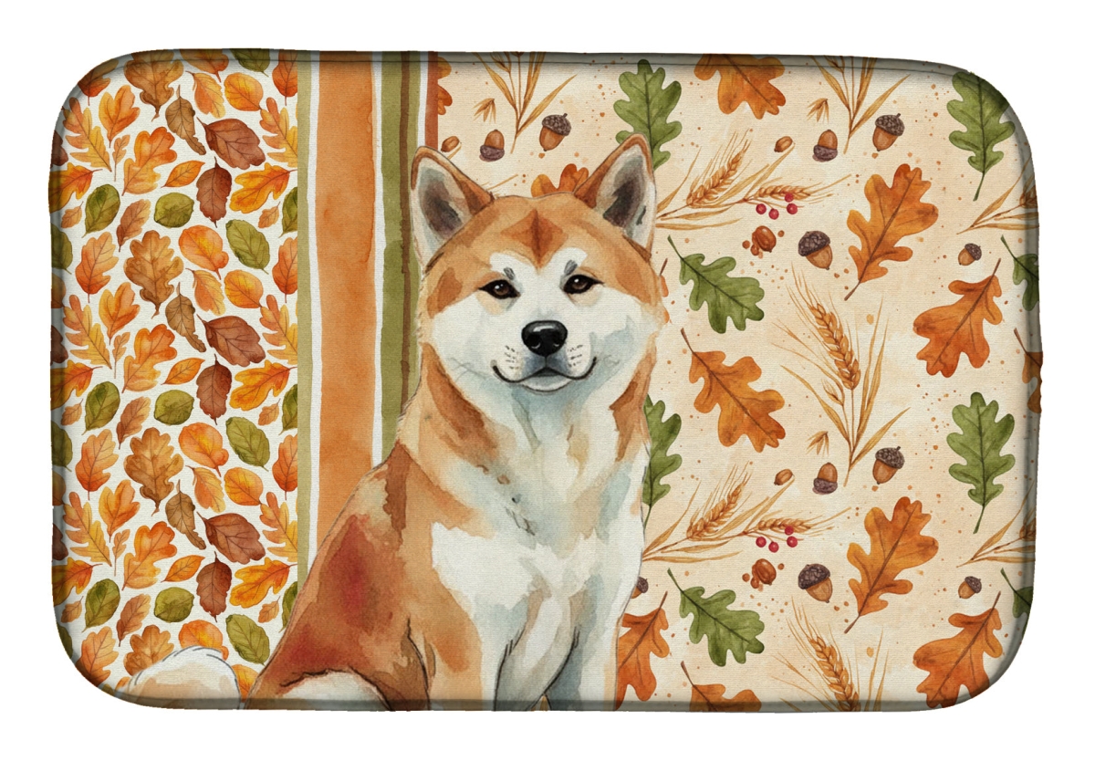 Picture of Carolines Treasures WDK7670DDM 21 x 14 in. Red Akita Heirloom Fall Dish Drying Mat - Multi Color