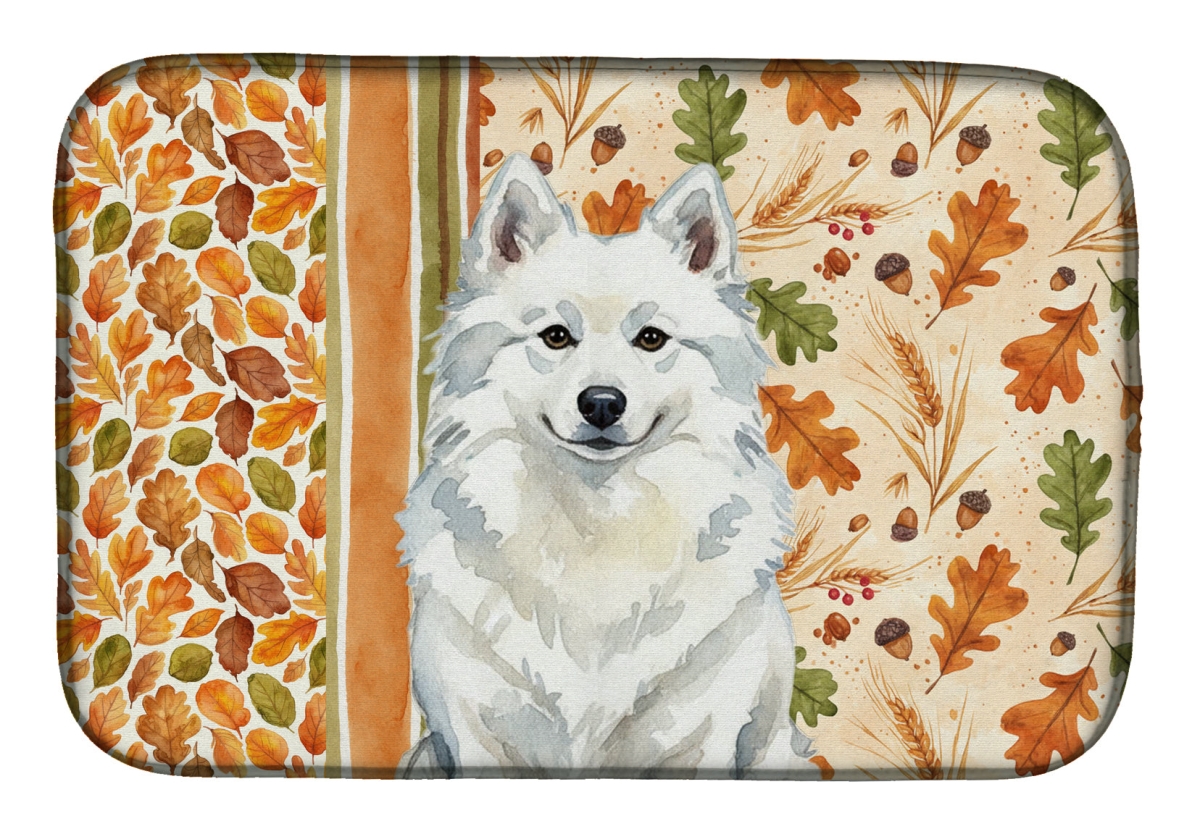 Picture of Carolines Treasures WDK7677DDM 21 x 14 in. American Eskimo Heirloom Fall Dish Drying Mat - Multi Color