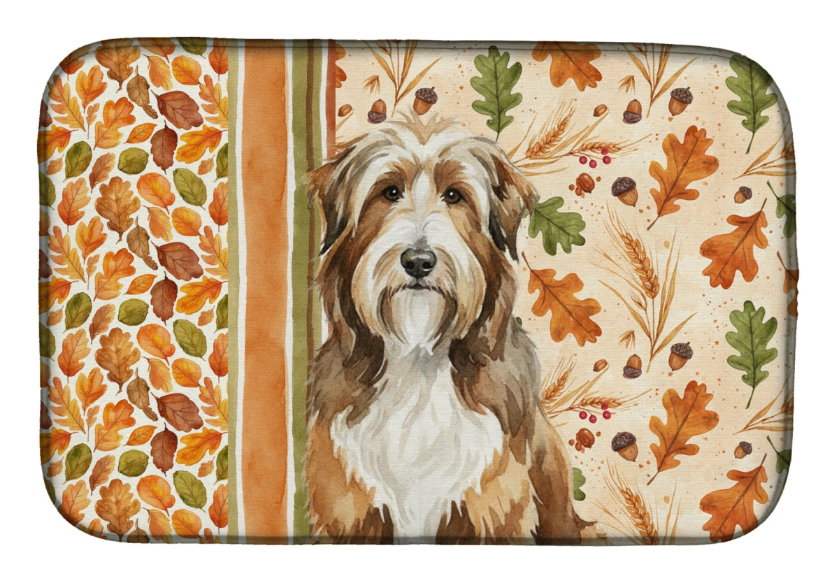 Picture of Carolines Treasures WDK7702DDM 21 x 14 in. Brown Bearded Collie Heirloom Fall Dish Drying Mat - Multi Color