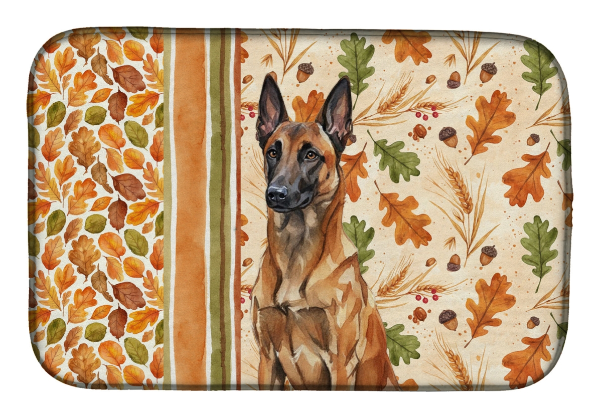 Picture of Carolines Treasures WDK7709DDM 21 x 14 in. Mahogany Belgian Malinois Heirloom Fall Dish Drying Mat - Multi Color