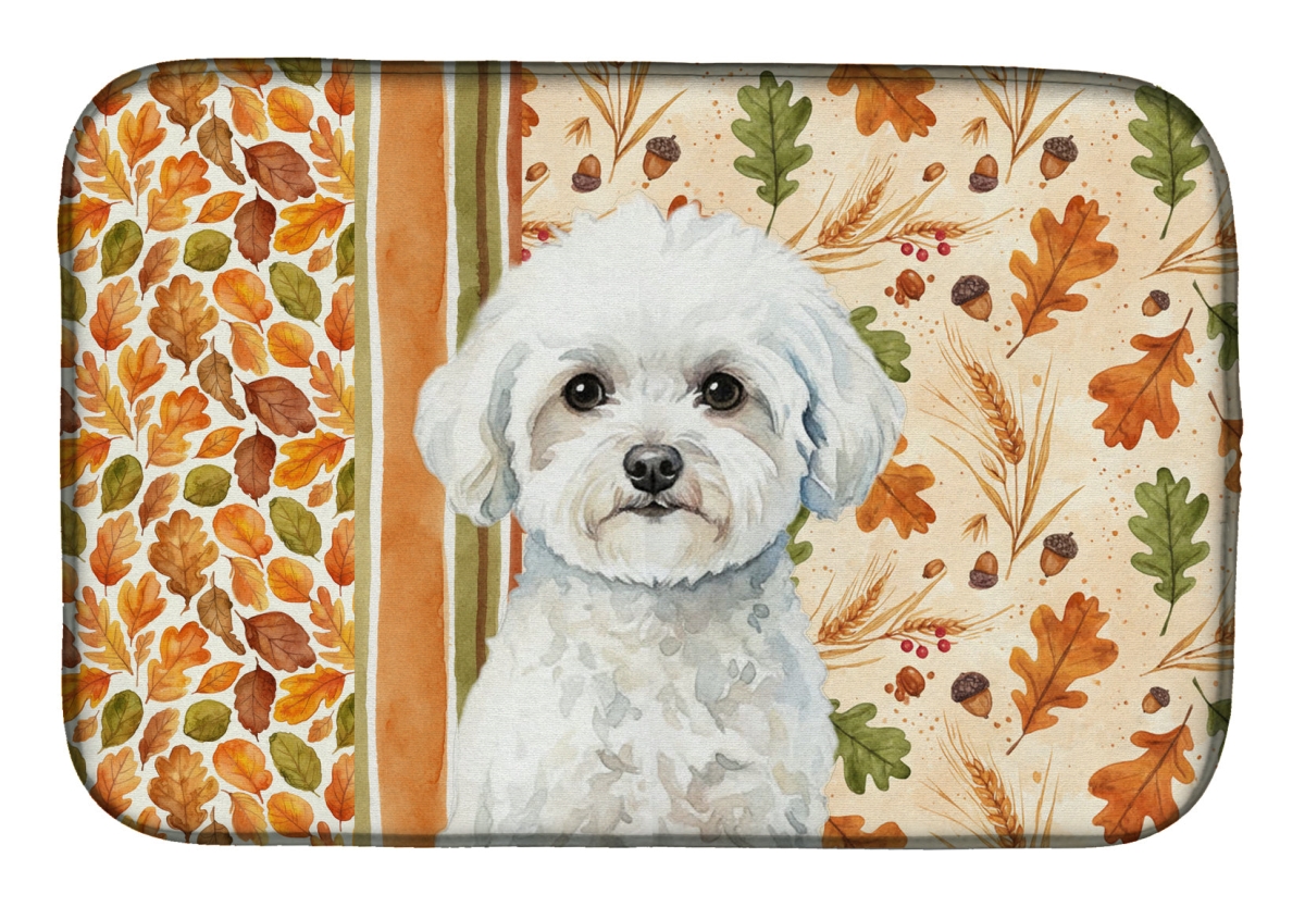Picture of Carolines Treasures WDK7714DDM 21 x 14 in. Bichon Frise Heirloom Fall Dish Drying Mat - Multi Color