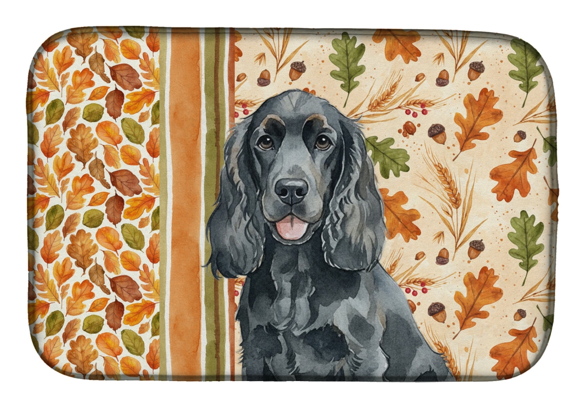 Picture of Carolines Treasures WDK7781DDM 21 x 14 in. Black Cocker Spaniel Heirloom Fall Dish Drying Mat - Multi Color