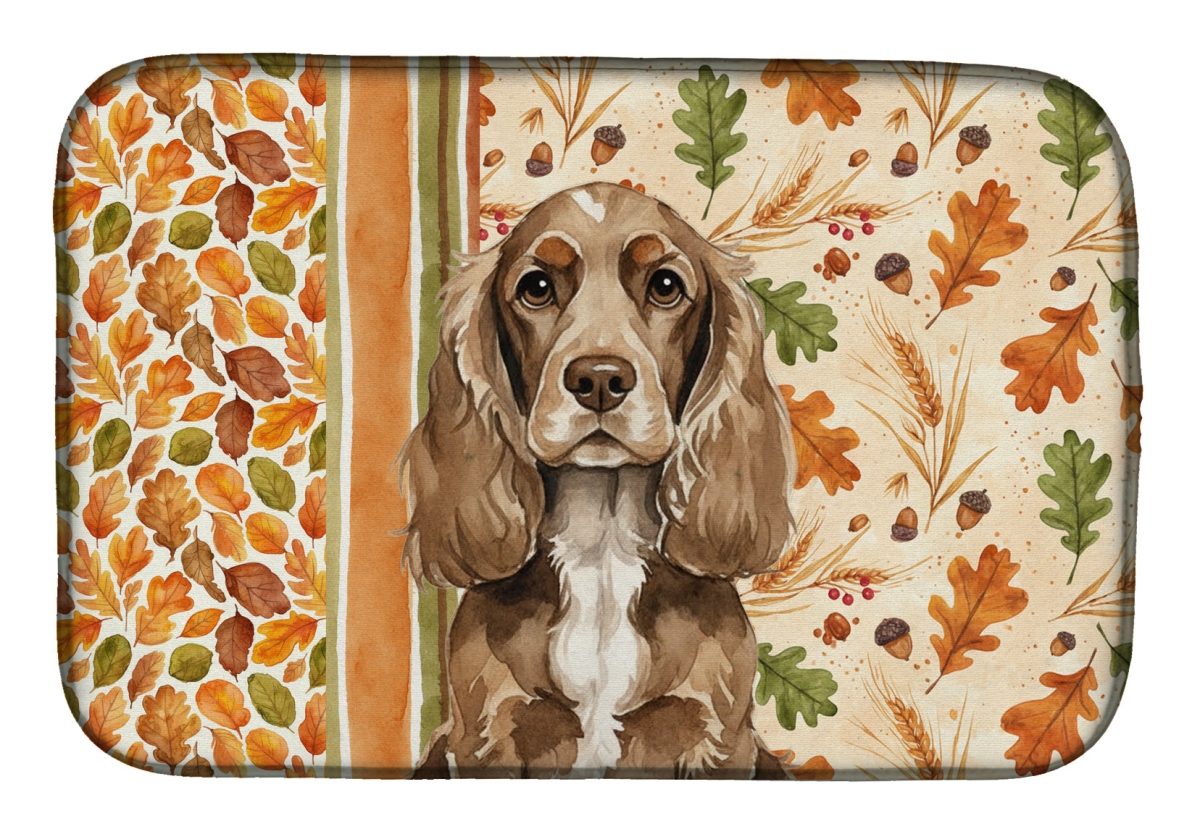 Picture of Carolines Treasures WDK7783DDM 21 x 14 in. Chocolate Cocker Spaniel Heirloom Fall Dish Drying Mat - Multi Color