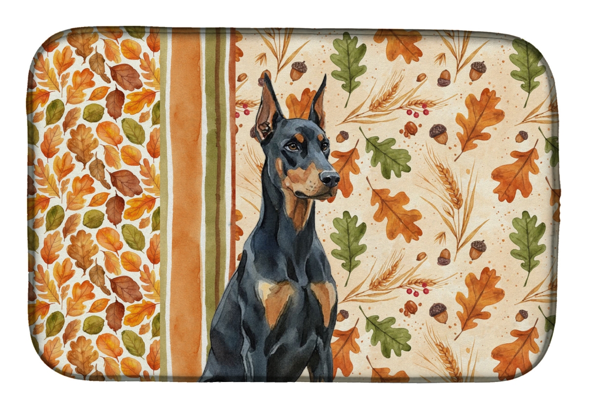 Picture of Carolines Treasures WDK7807DDM 21 x 14 in. Doberman Pinscher Heirloom Fall Dish Drying Mat - Multi Color