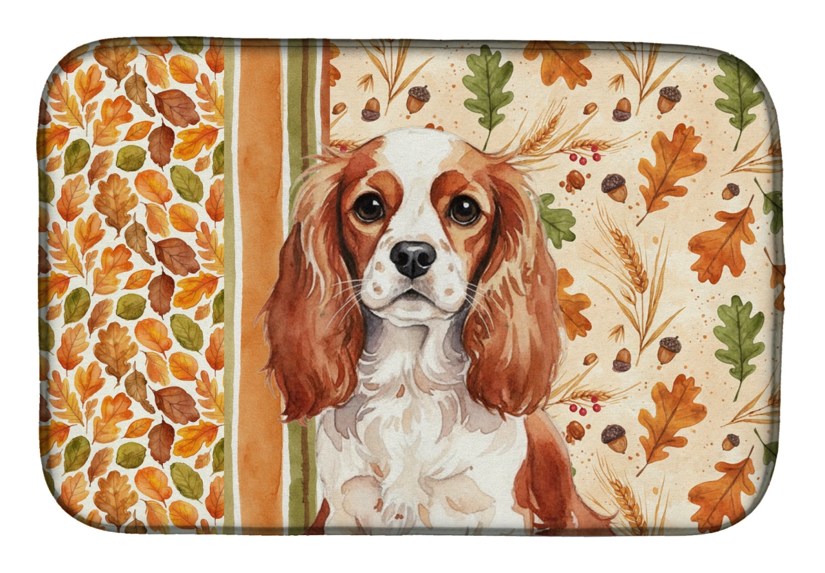 Picture of Carolines Treasures WDK7835DDM 21 x 14 in. Blenheim English Toy Spaniel Heirloom Fall Dish Drying Mat - Multi Color