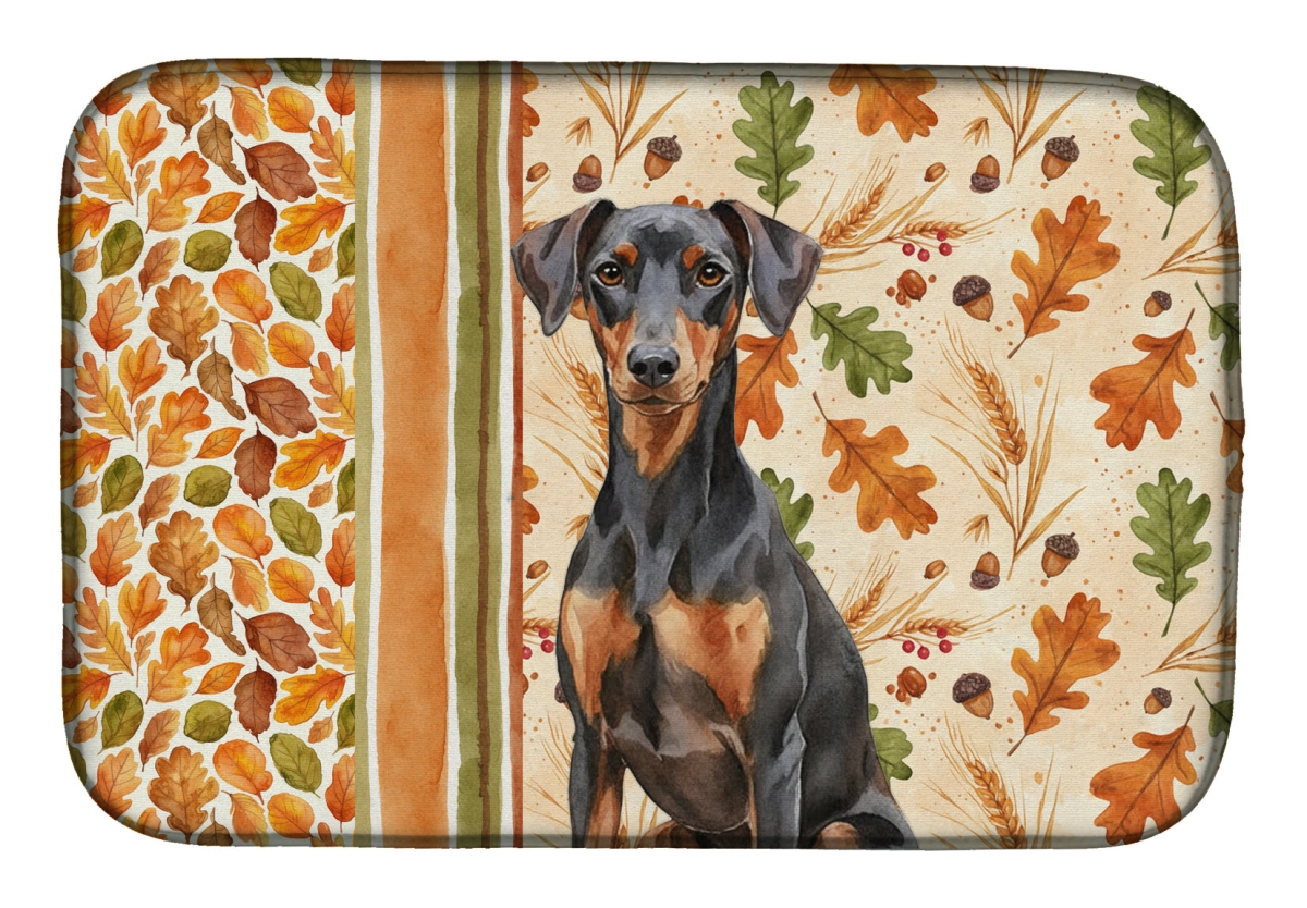 Picture of Carolines Treasures WDK7842DDM 21 x 14 in. German Pinscher Heirloom Fall Dish Drying Mat - Multi Color