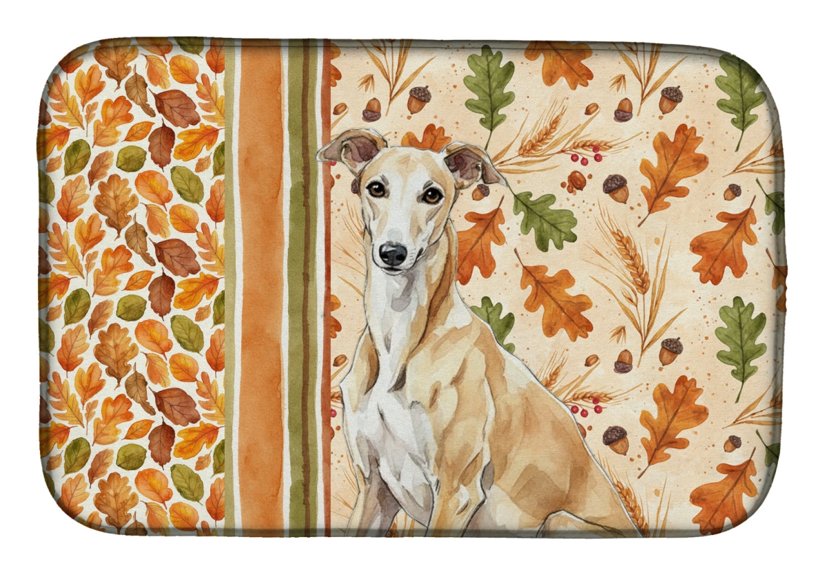 Picture of Carolines Treasures WDK7864DDM 21 x 14 in. Fawn Greyhound Heirloom Fall Dish Drying Mat - Multi Color