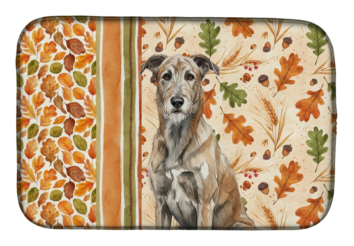 Picture of Carolines Treasures WDK7874DDM 21 x 14 in. Brindle Irish Wolfhound Heirloom Fall Dish Drying Mat - Multi Color