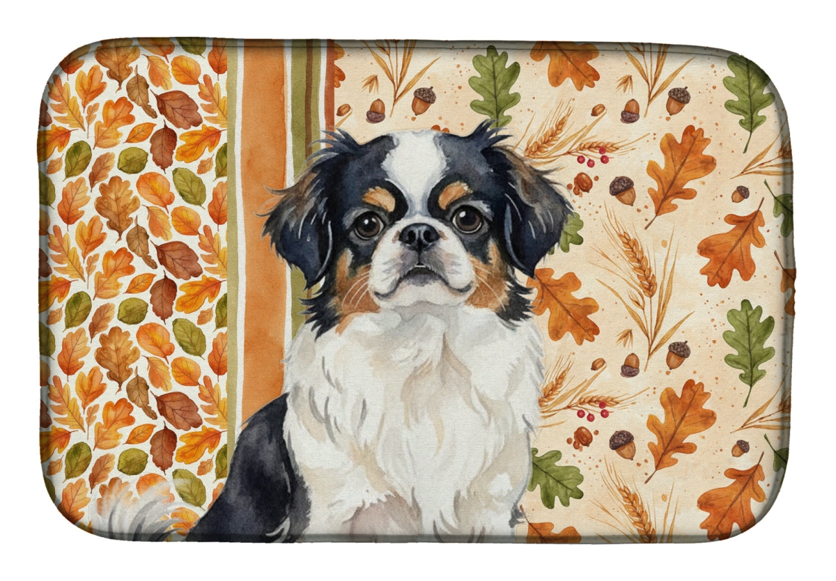 Picture of Carolines Treasures WDK7887DDM 21 x 14 in. Tricolor Japanese Chin Heirloom Fall Dish Drying Mat - Multi Color