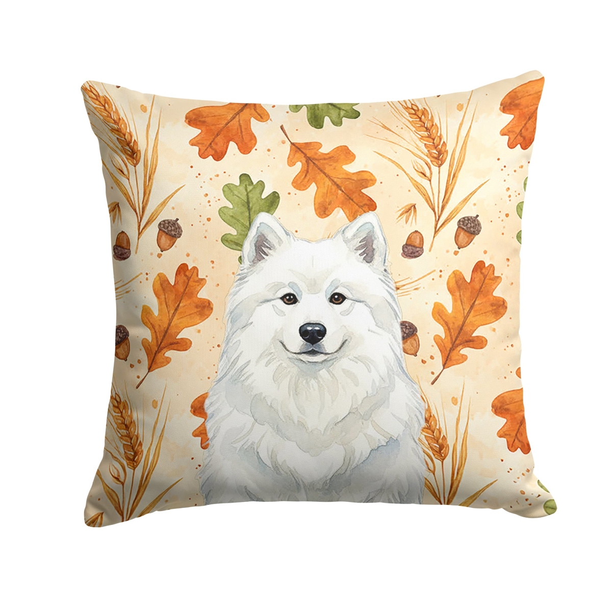 WDK7999PW1414 14 x 14 in. White Samoyed Heirloom Fall Throw Pillow