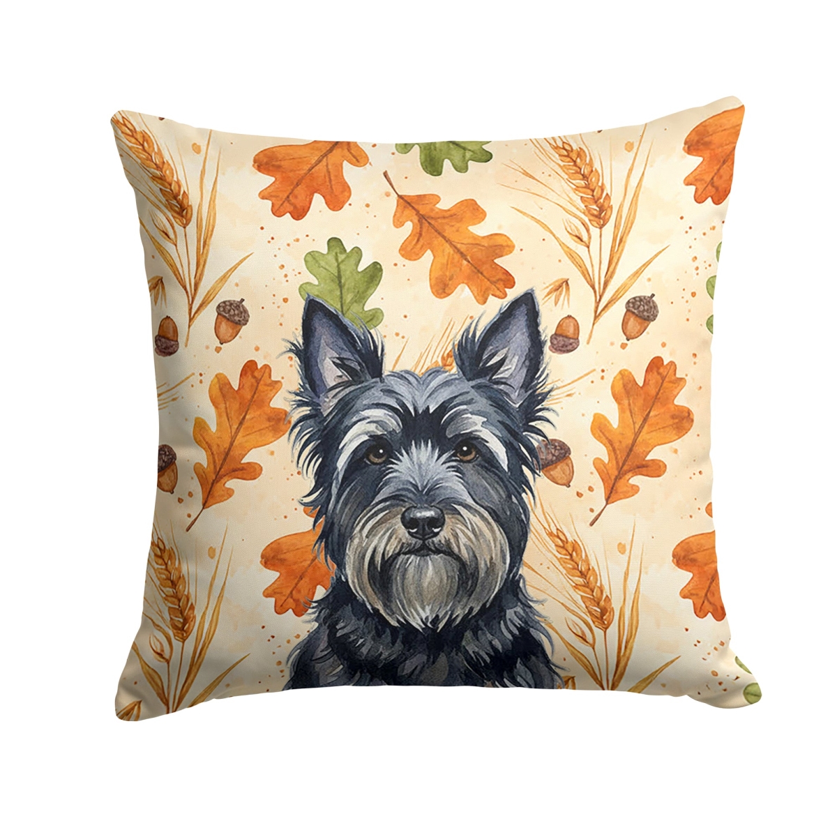 WDK8023PW1414 14 x 14 in. Black Skye Terrier Heirloom Fall Throw Pillow