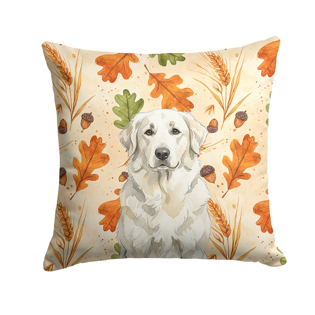 WDK7858PW1818 18 x 18 in. White Great Pyrenees Heirloom Fall Throw Pillow