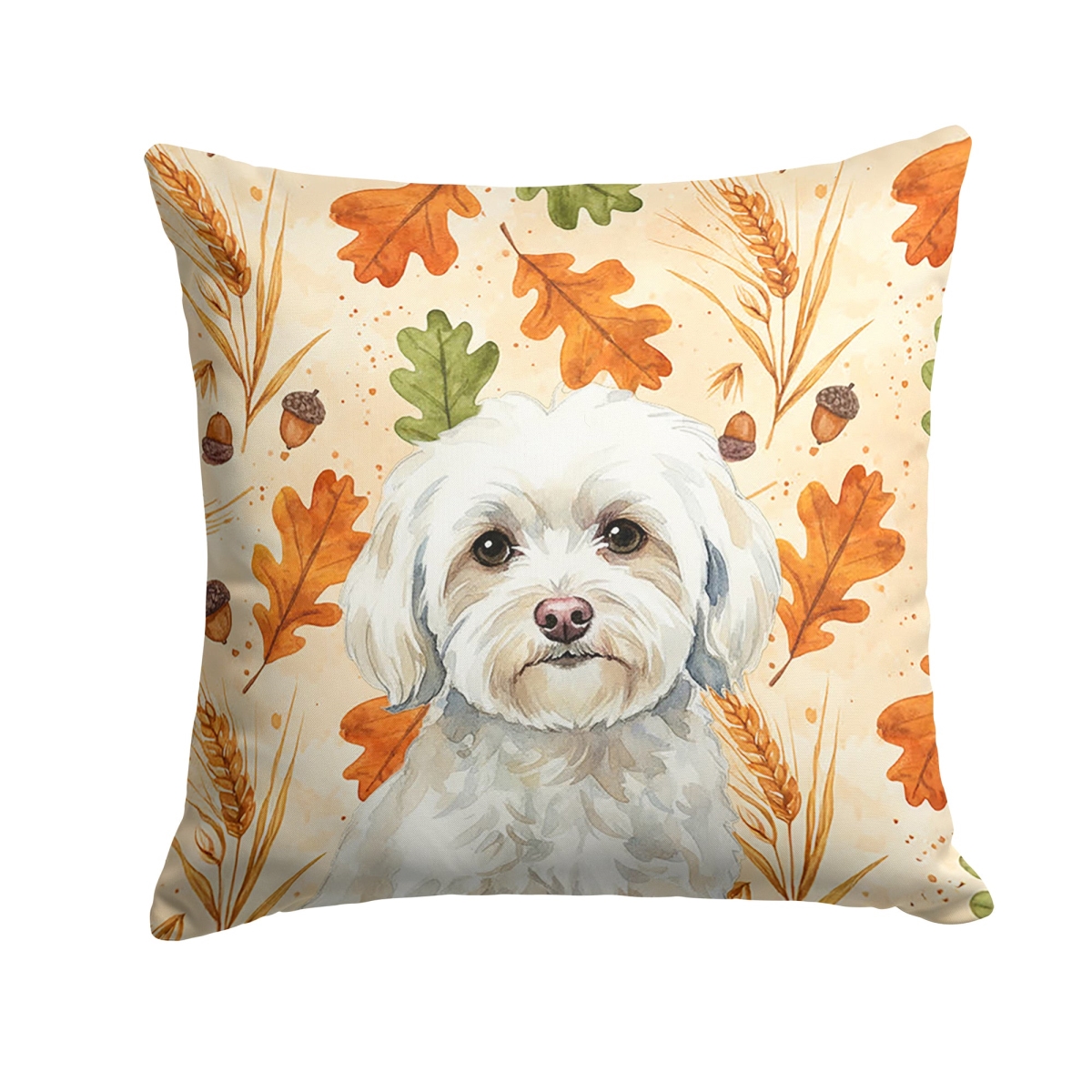 WDK7870PW1818 18 x 18 in. White Havanese Heirloom Fall Throw Pillow