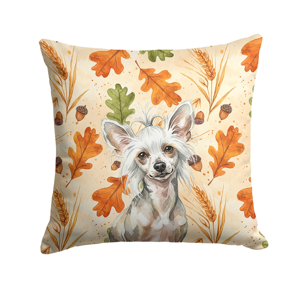 WDK7774PW1414 14 x 14 in. Hairless Mottled Pattern Chinese Crested Heirloom Fall Throw Pillow
