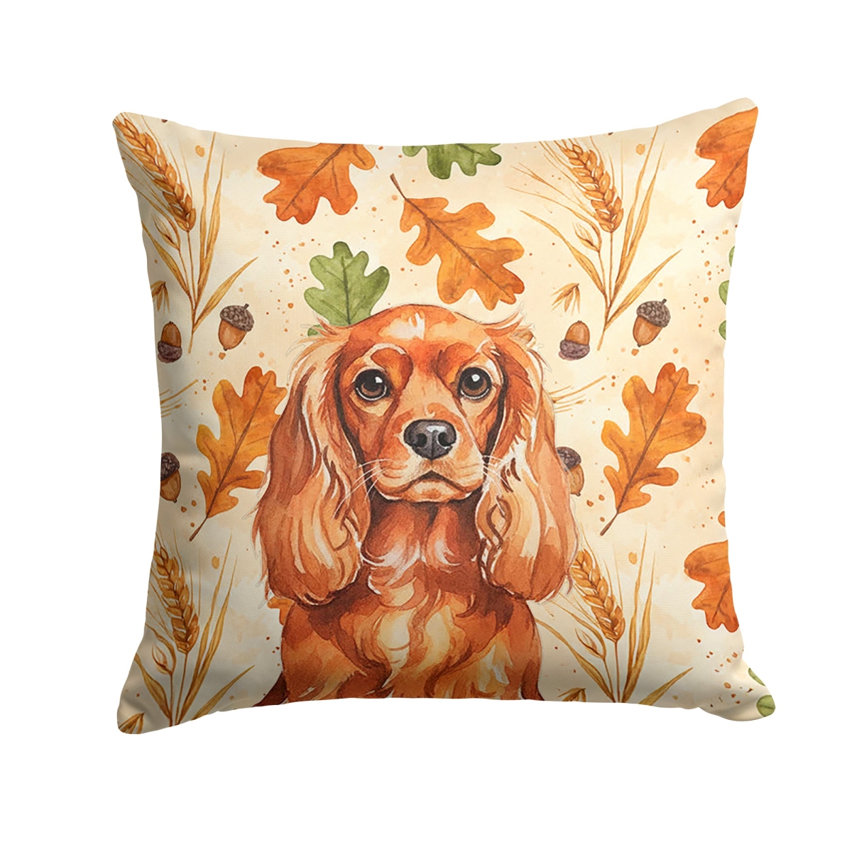 WDK7836PW1414 14 x 14 in. Ruby English Toy Spaniel Heirloom Fall Throw Pillow