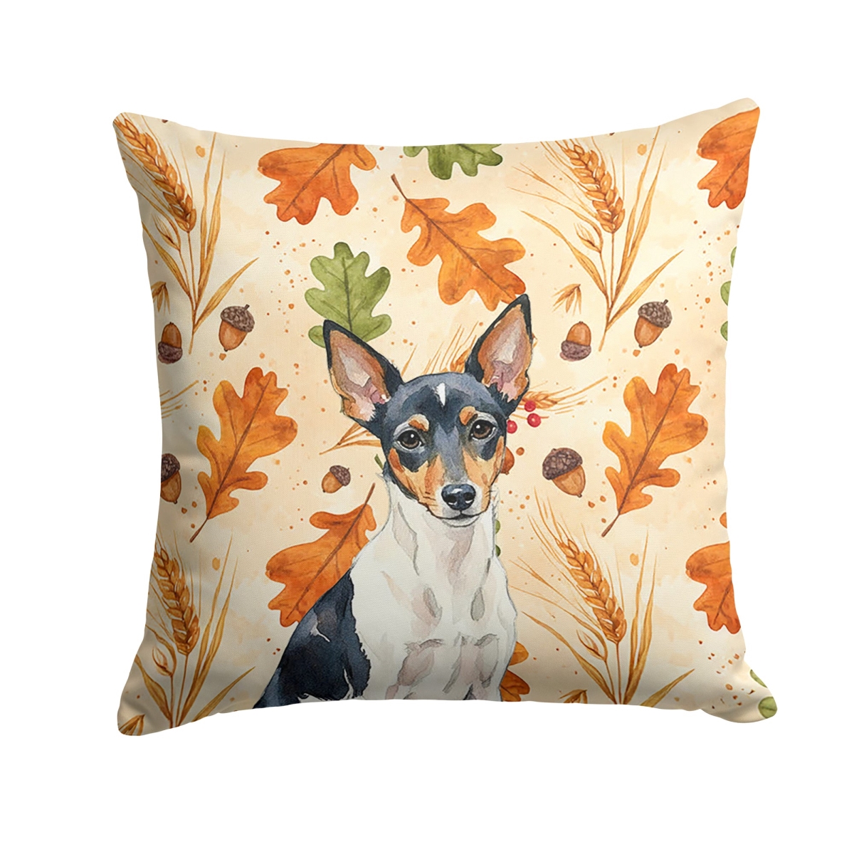 WDK8045PW1414 14 x 14 in. Toy Fox Terrier Heirloom Fall Throw Pillow
