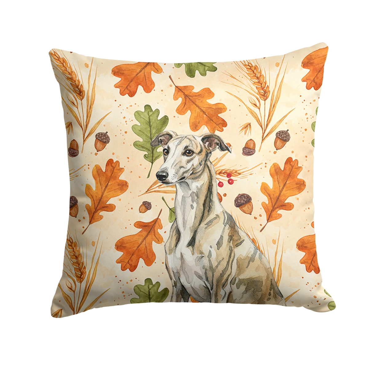 WDK8053PW1818 18 x 18 in. Brindle Whippet Heirloom Fall Throw Pillow