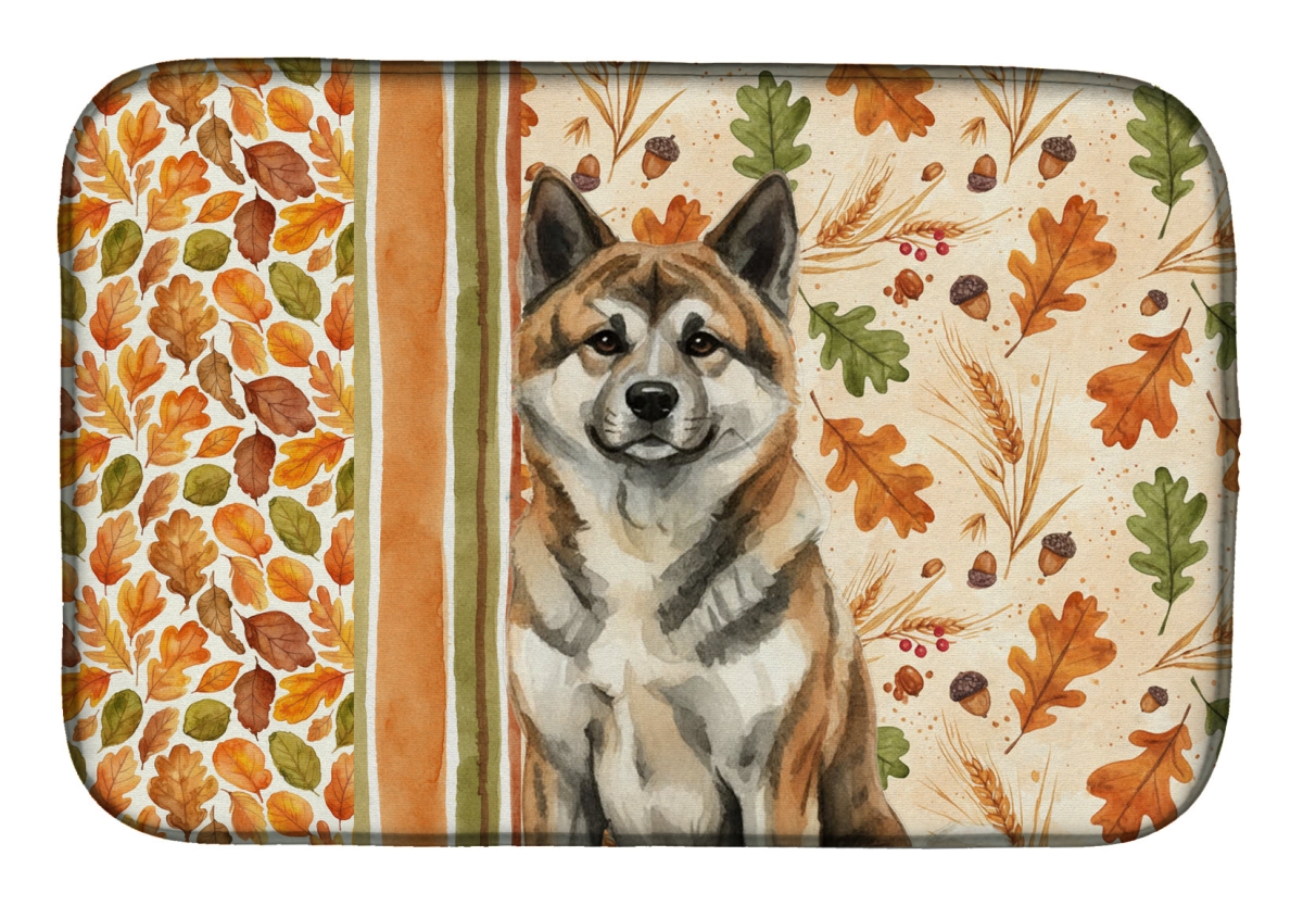 Picture of Carolines Treasures WDK7669DDM 21 x 14 in. Brindle Akita Heirloom Fall Dish Drying Mat - Multi Color