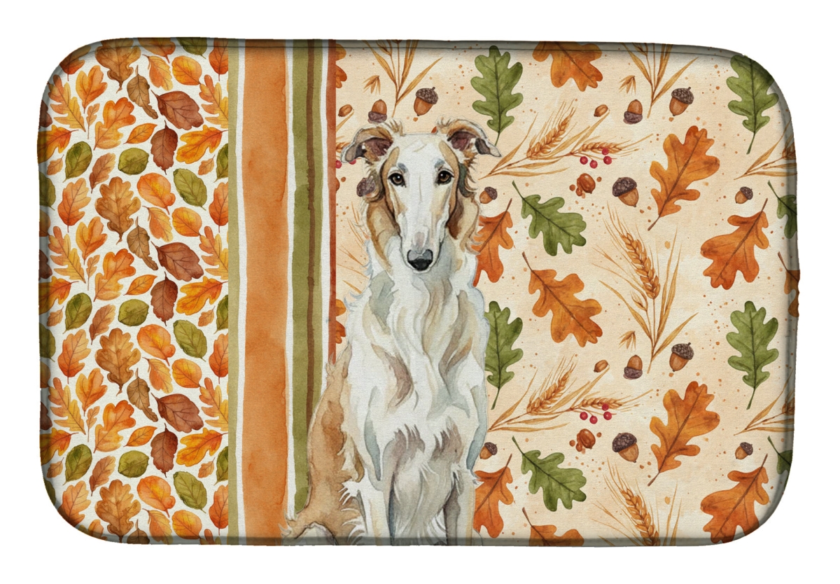 Picture of Carolines Treasures WDK7730DDM 21 x 14 in. Borzoi Heirloom Fall Dish Drying Mat - Multi Color