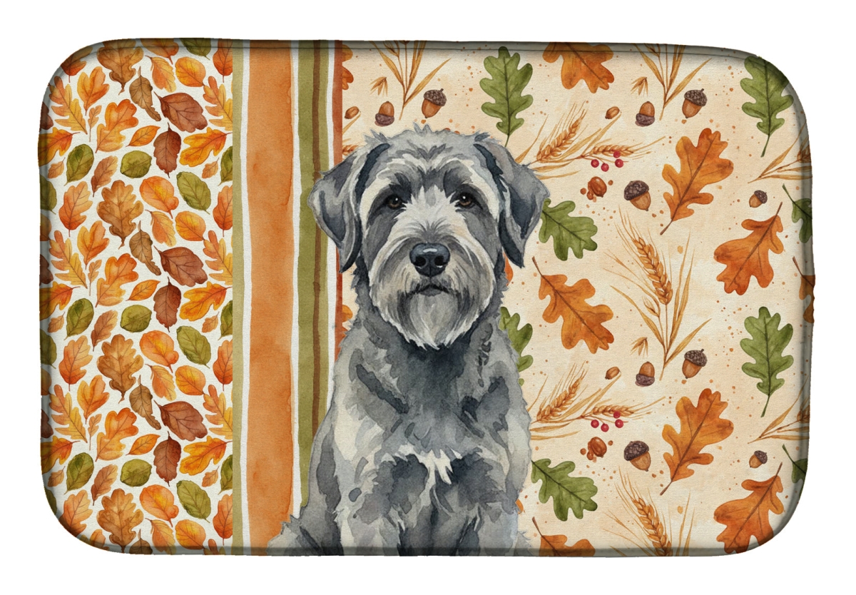 Picture of Carolines Treasures WDK7735DDM 21 x 14 in. Gray Bouvier des Flandres Heirloom Fall Dish Drying Mat - Multi Color