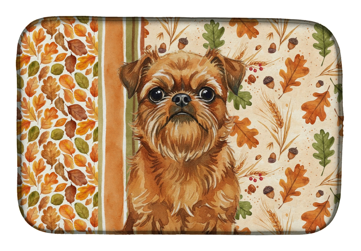 Picture of Carolines Treasures WDK7746DDM 21 x 14 in. Belge Brussels Griffon Heirloom Fall Dish Drying Mat - Multi Color