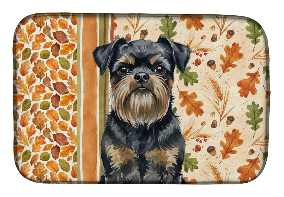 Picture of Carolines Treasures WDK7747DDM 21 x 14 in. Black & Tan Brussels Griffon Heirloom Fall Dish Drying Mat - Multi Color
