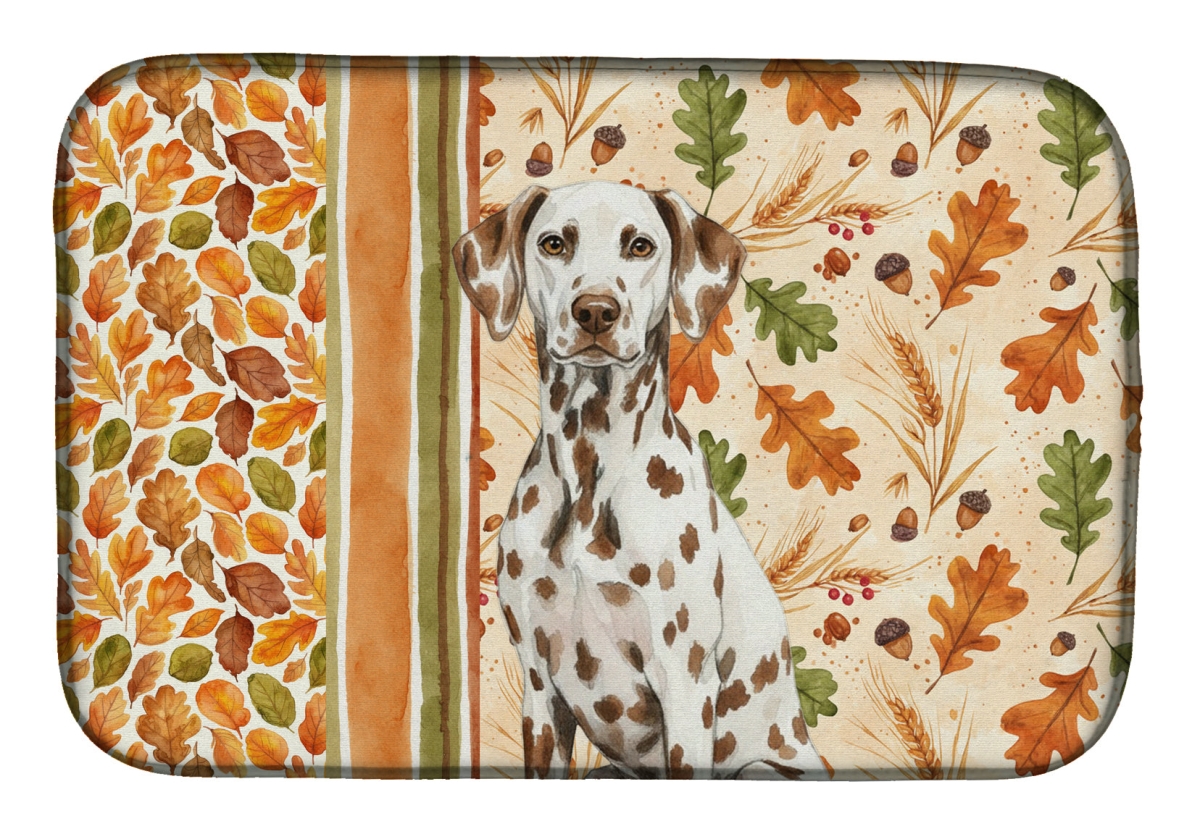 Picture of Carolines Treasures WDK7805DDM 21 x 14 in. Liver Dalmatian Heirloom Fall Dish Drying Mat - Multi Color