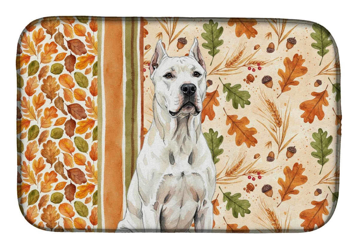 Picture of Carolines Treasures WDK7810DDM 21 x 14 in. Dogo Argentino Heirloom Fall Dish Drying Mat - Multi Color