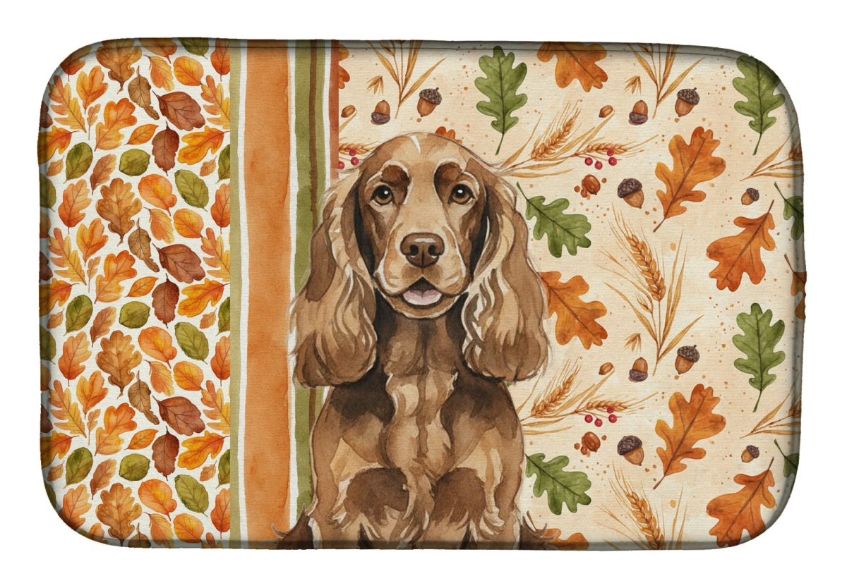 Picture of Carolines Treasures WDK7820DDM 21 x 14 in. Liver English Cocker Spaniel Heirloom Fall Dish Drying Mat - Multi Color
