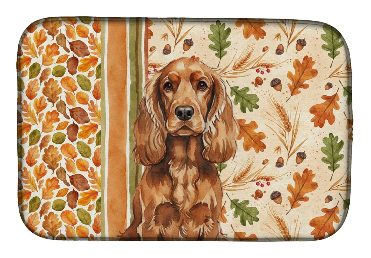 Picture of Carolines Treasures WDK7823DDM 21 x 14 in. Red English Cocker Spaniel Heirloom Fall Dish Drying Mat - Multi Color