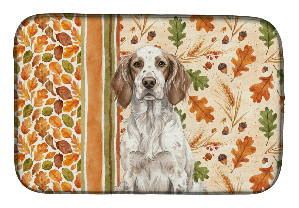 Picture of Carolines Treasures WDK7829DDM 21 x 14 in. Liver Belton English Setter Heirloom Fall Dish Drying Mat - Multi Color