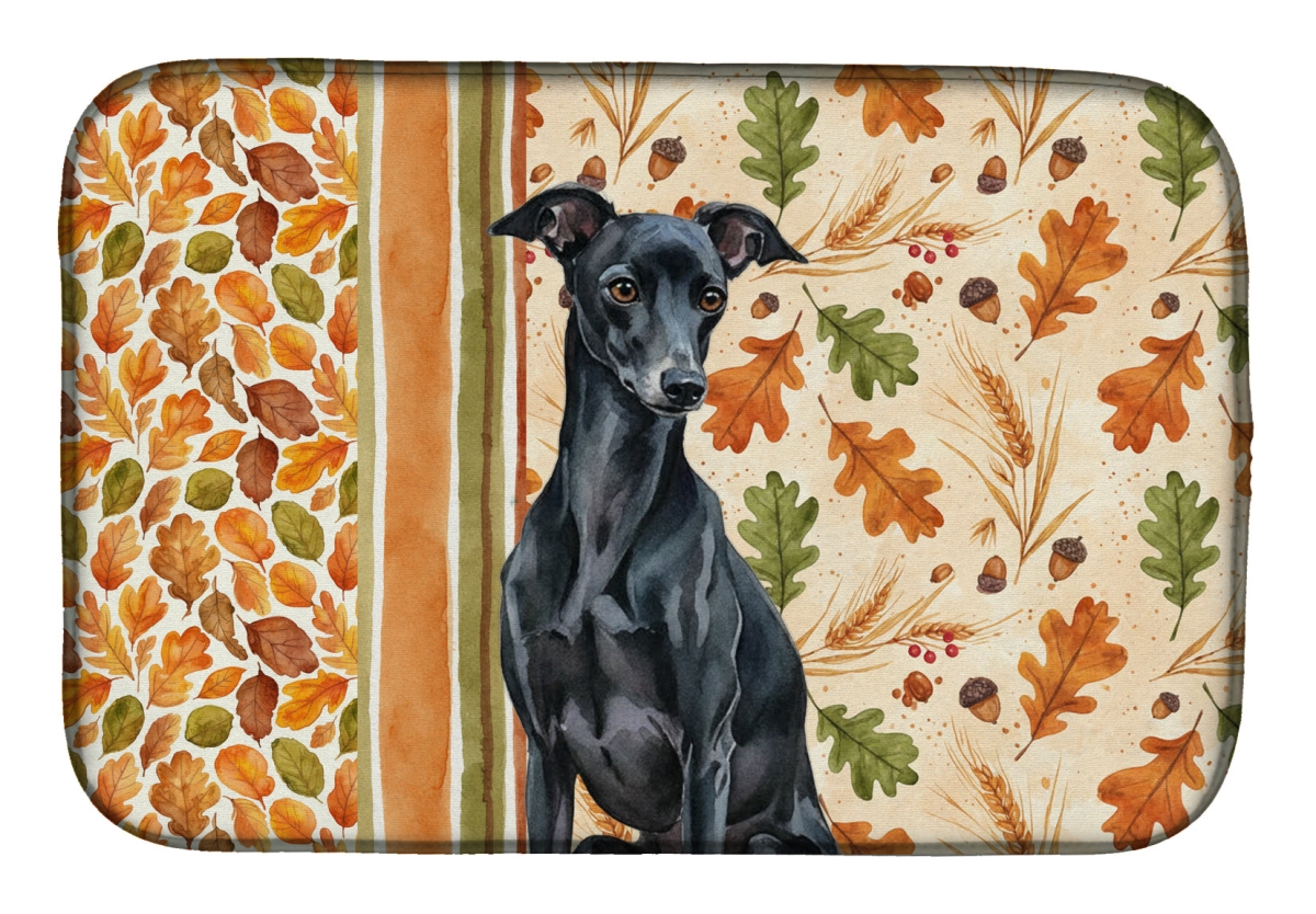 Picture of Carolines Treasures WDK7877DDM 21 x 14 in. Black Italian Greyhound Heirloom Fall Dish Drying Mat - Multi Color