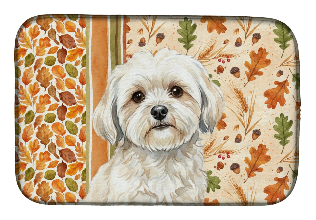 Picture of Carolines Treasures WDK7905DDM 21 x 14 in. White Lhasa Apso Heirloom Fall Dish Drying Mat - Multi Color
