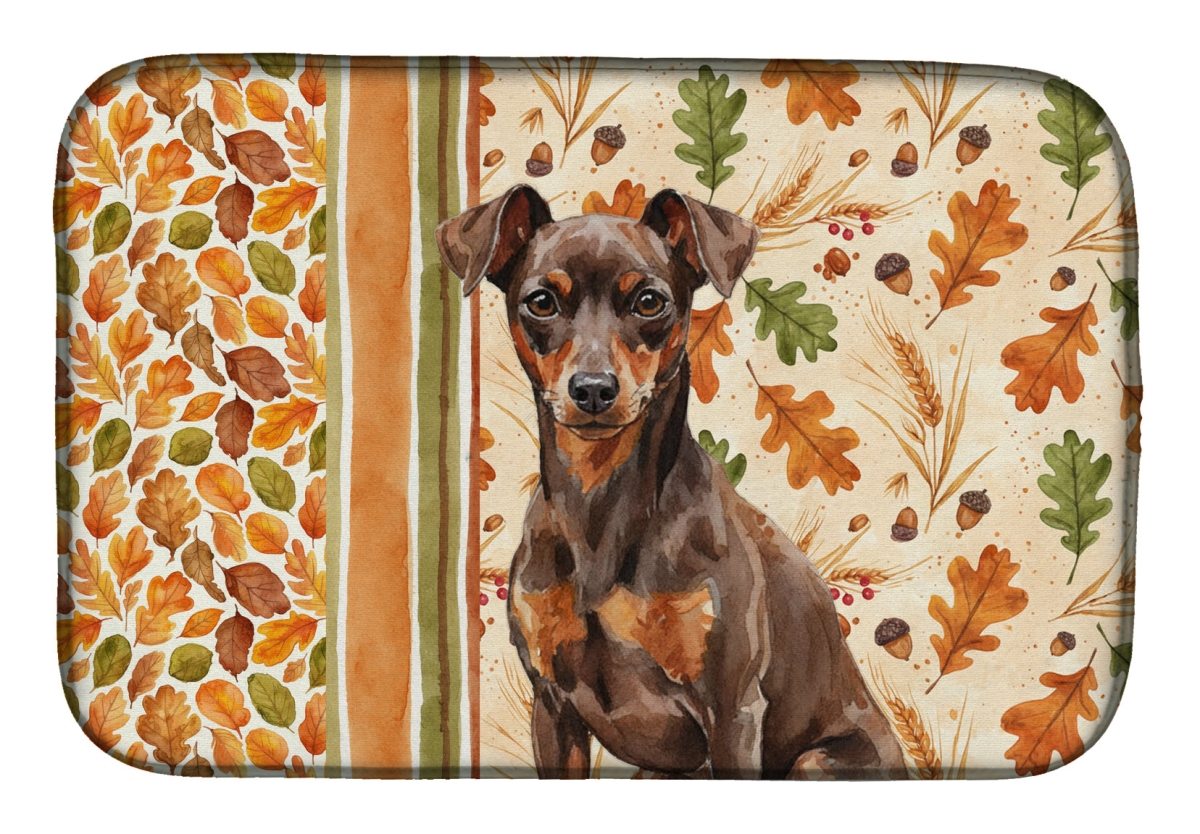 Picture of Carolines Treasures WDK7914DDM 21 x 14 in. Chocolate & Rust Miniature Pinscher Min Pin Heirloom Fall Dish Drying Mat - Multi Color