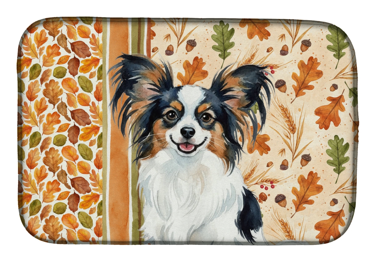 Picture of Carolines Treasures WDK7943DDM 21 x 14 in. Tricolor Papillon Heirloom Fall Dish Drying Mat - Multi Color