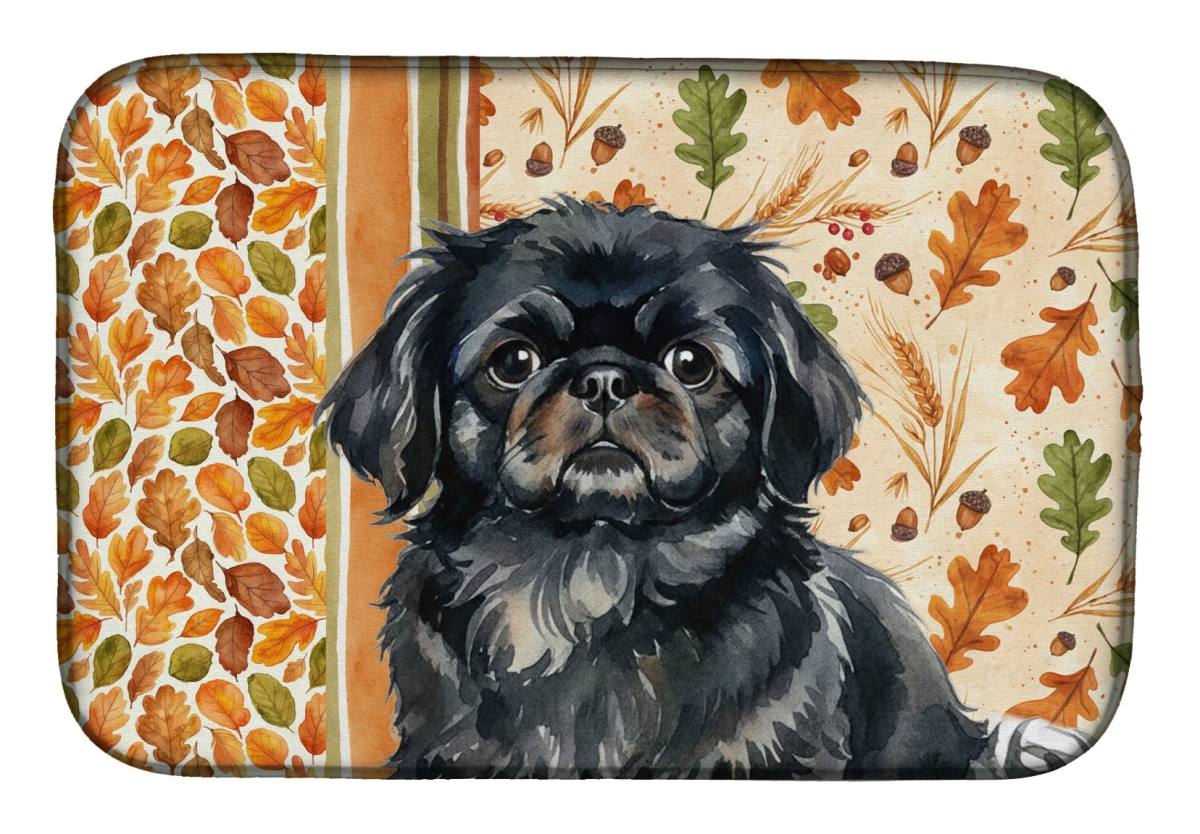 Picture of Carolines Treasures WDK7948DDM 21 x 14 in. Black Pekingese Heirloom Fall Dish Drying Mat - Multi Color