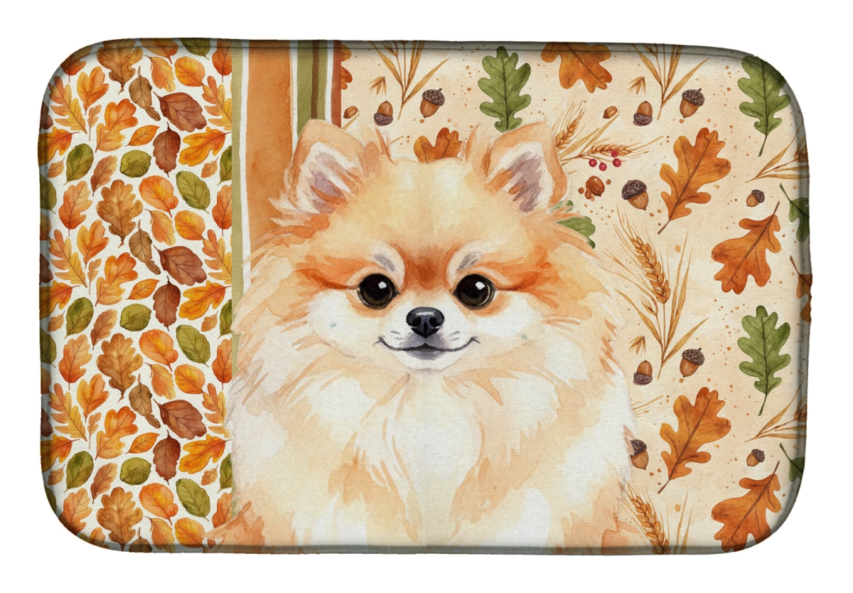 Picture of Carolines Treasures WDK7961DDM 21 x 14 in. Pomeranian Heirloom Fall Dish Drying Mat - Multi Color