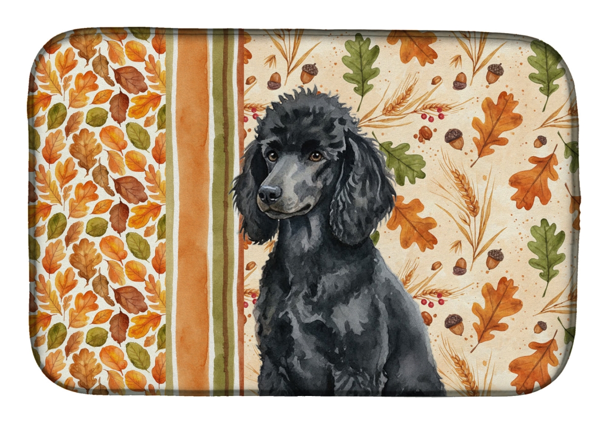 Picture of Carolines Treasures WDK7969DDM 21 x 14 in. Standard Black Poodle Heirloom Fall Dish Drying Mat - Multi Color